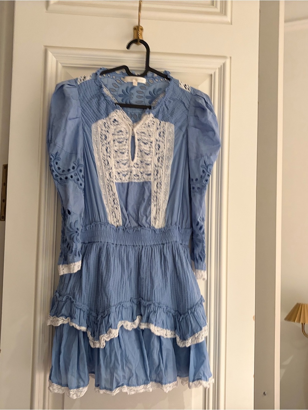 LoveShackFancy Light Blue Lace-Trim Girls' Dress